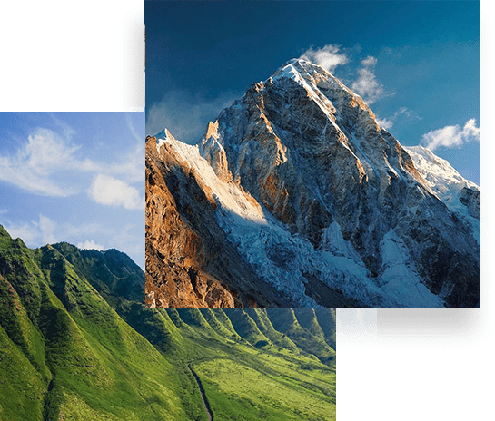 Contrasting landscapes of mountains and valleys