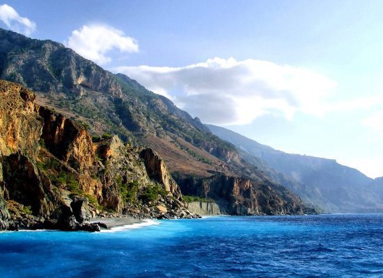 Scenic coastal landscape with clear sky