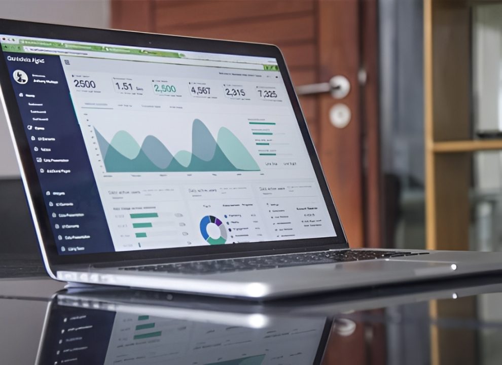 Laptop displaying analytics dashboard