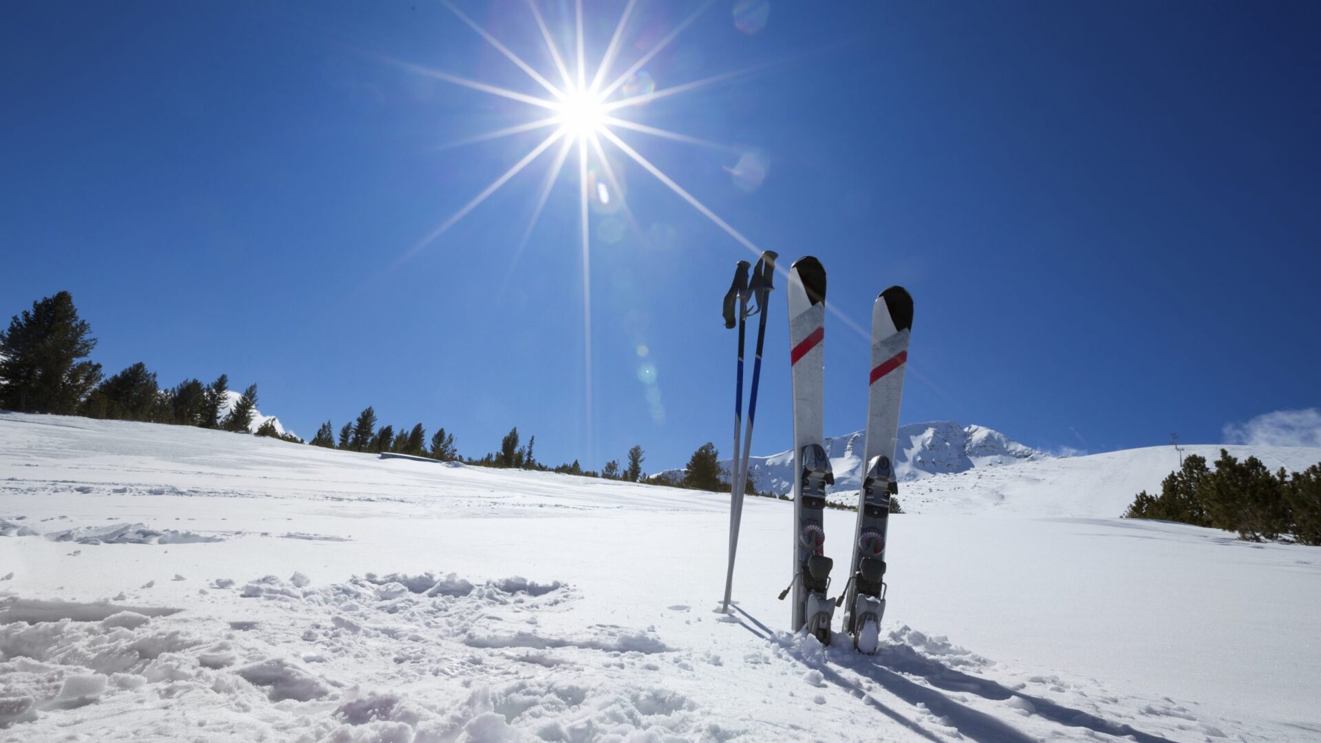 Bright sun over winter landscape