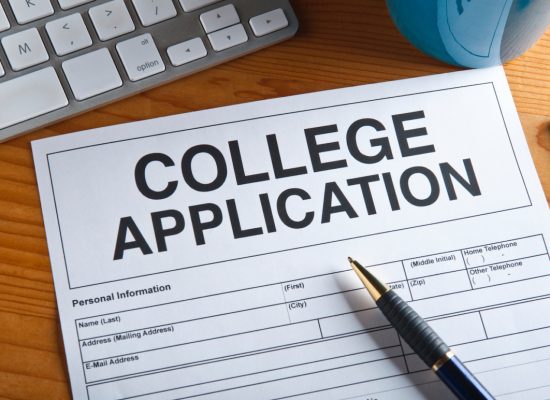 College application form on desk