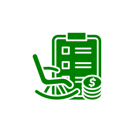 Green rocking chair and financial checklist illustration.