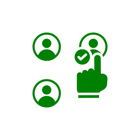 Hand selecting a user icon
